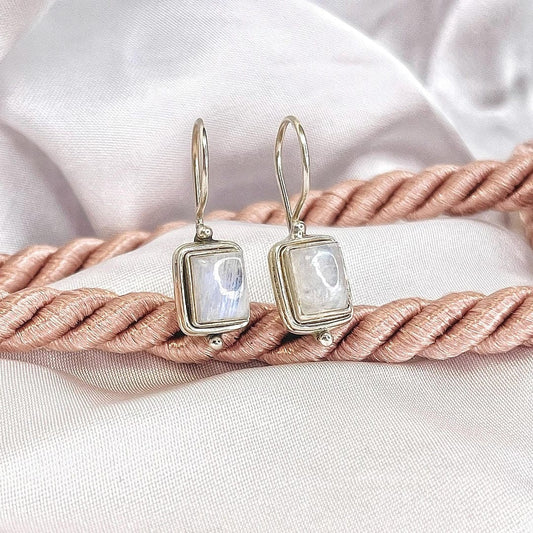 Square Moonstone Earrings