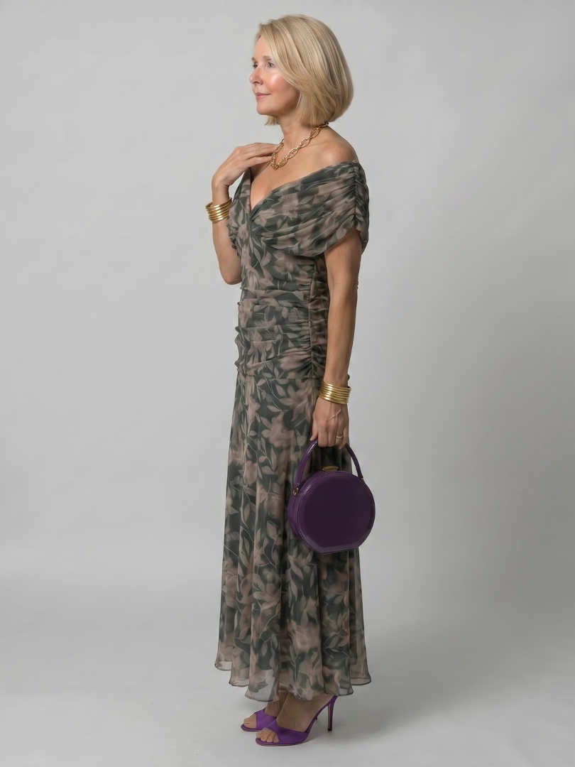 Vespia | Off Shoulder Flow Midi Dress