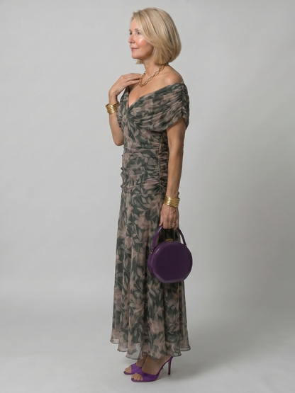 Vespia | Off Shoulder Flow Midi Dress