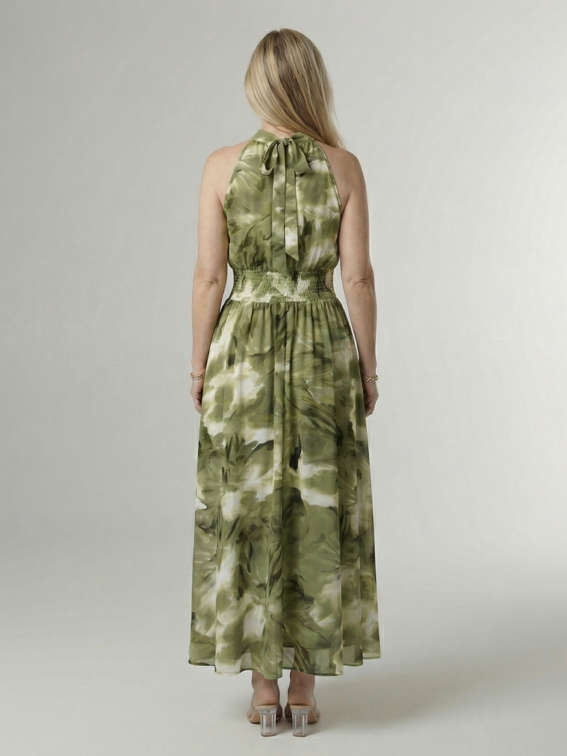 Drielle | Gathered Halter Midi Dress