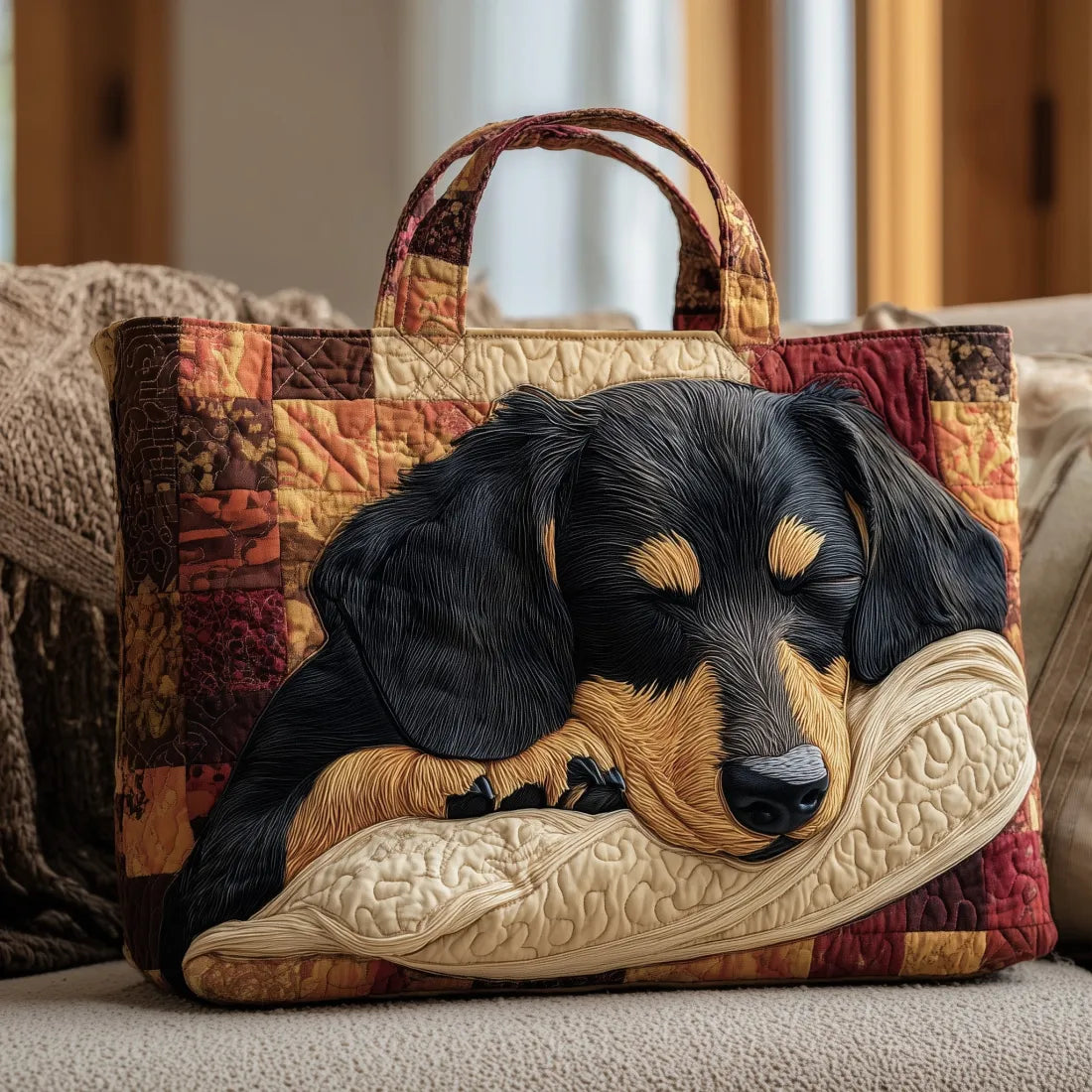 Tessa | Dachshund Print Padded Tote