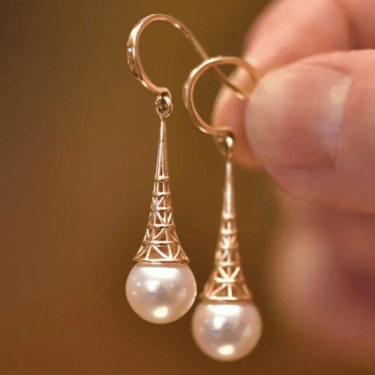 Retro Gold Pearl Earrings