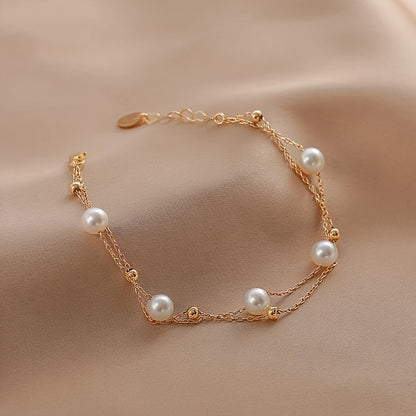 Golden Pearl Duet Bracelet