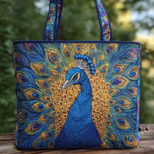 Paloma | Peacock Print Quilted Tote