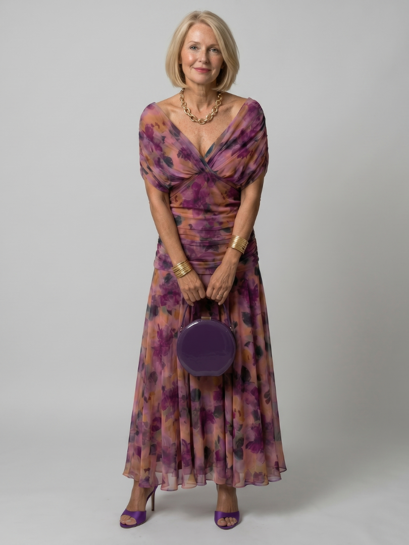 Vespia | Off Shoulder Flow Midi Dress