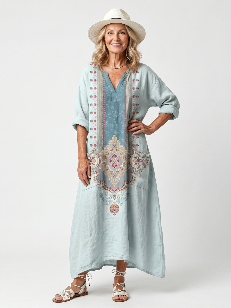 Kassiani | Embroidered Pocket Midi Dress