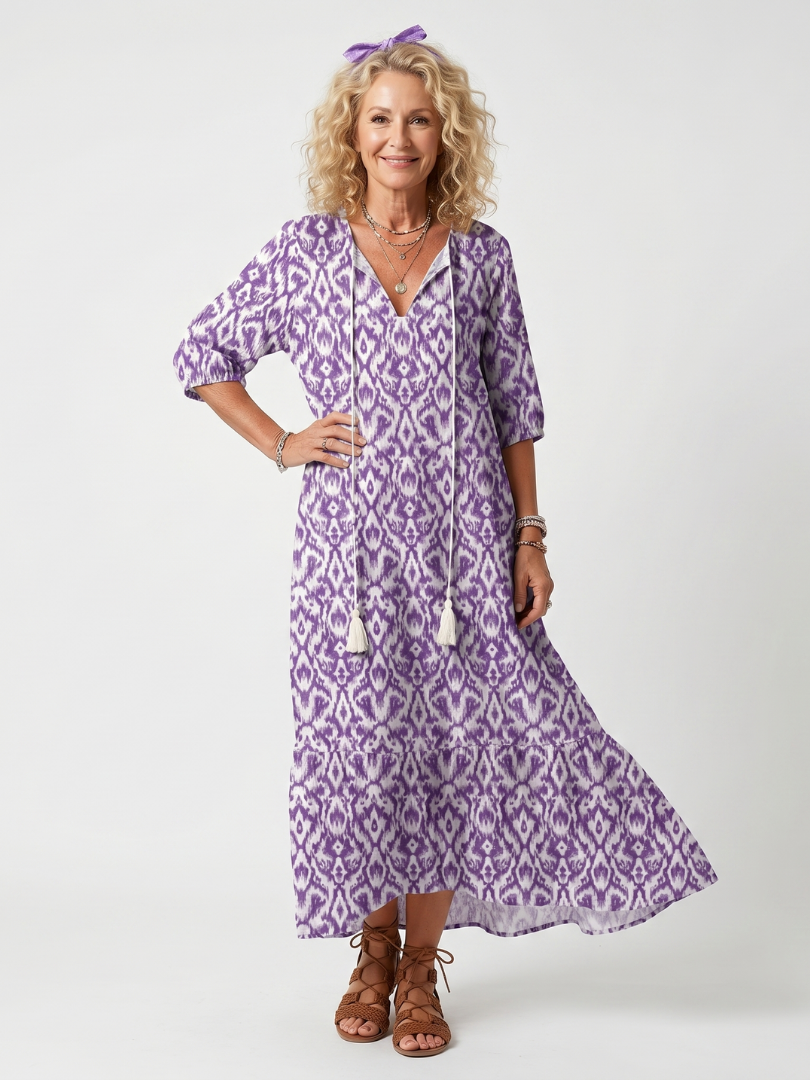Penelope | Printed Tassel Midi Dress