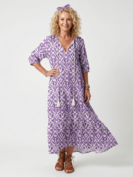 Penelope | Printed Tassel Midi Dress