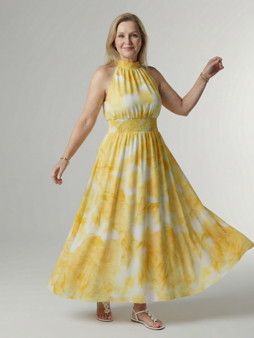 Drielle | Gathered Halter Midi Dress