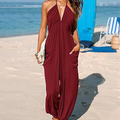 Elodie | V-Neck Backless Jumpsuit