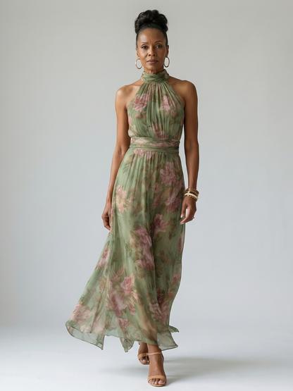 Emery | Gathered Halter Midi Dress