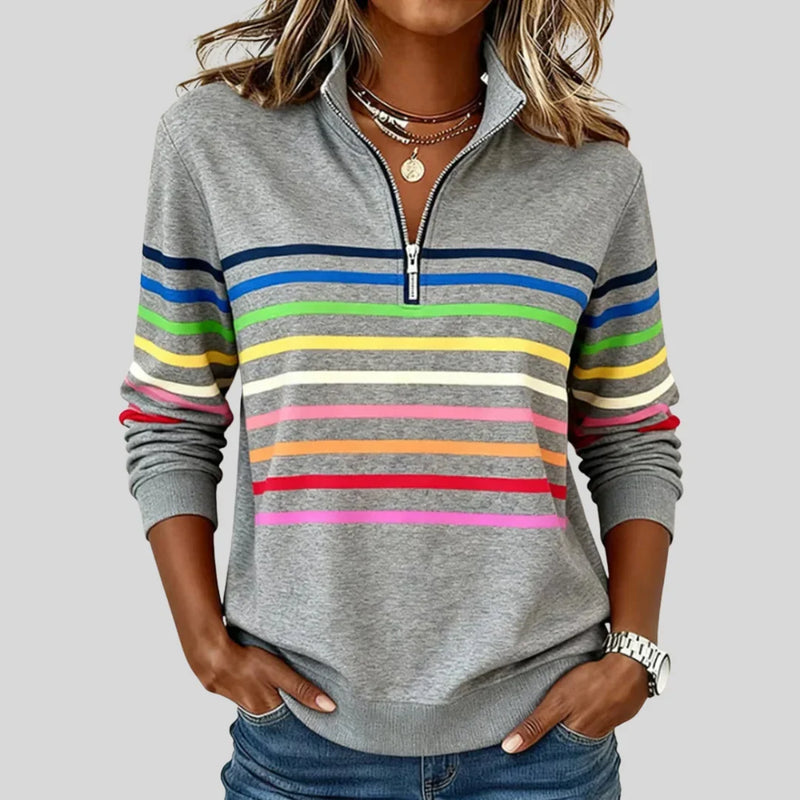 Celine striped quarter-zip pullover