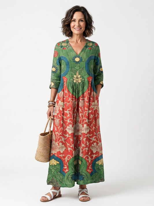 Sloane | Mixed Print Midi Dress