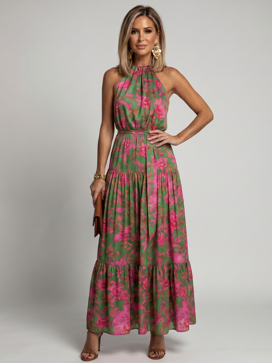 Sylvara | Draped Halter Midi Dress
