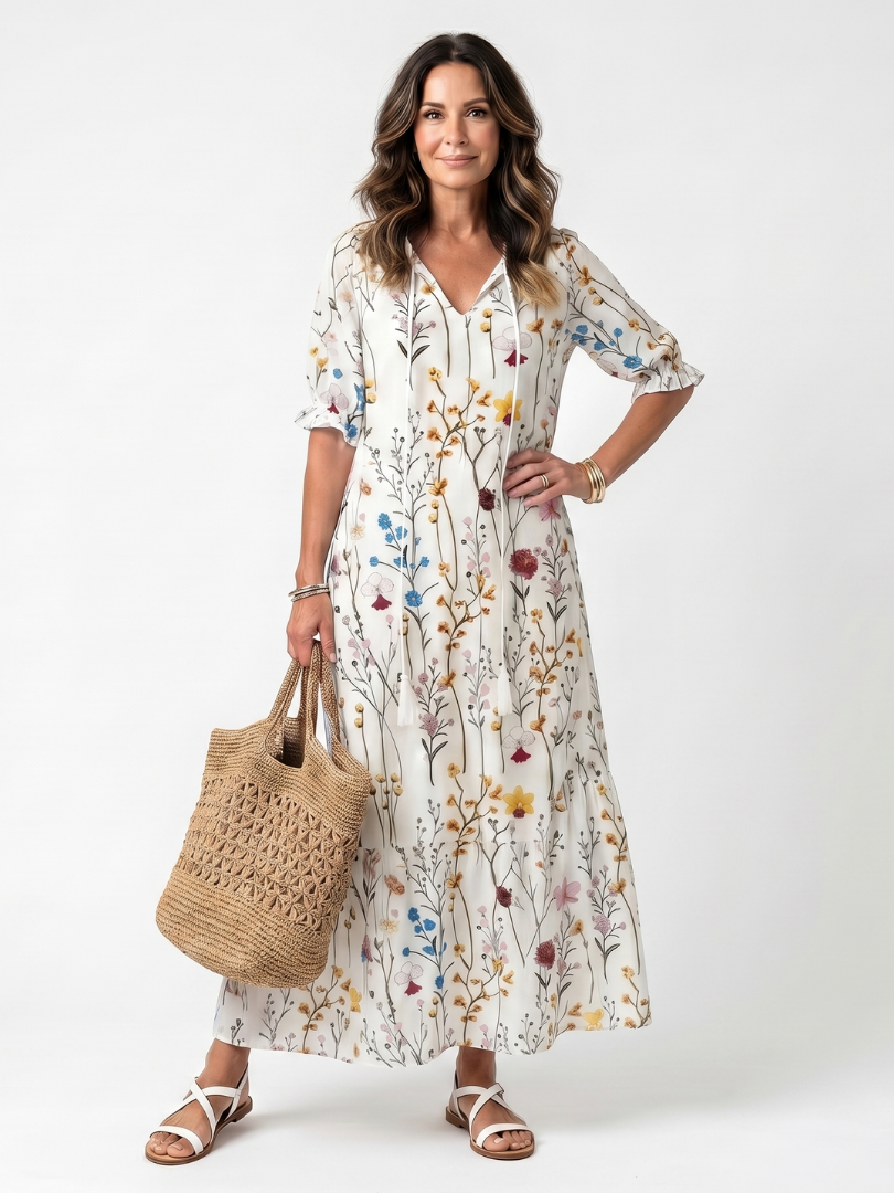 Sylvie | Botanical Tassel Midi Dress