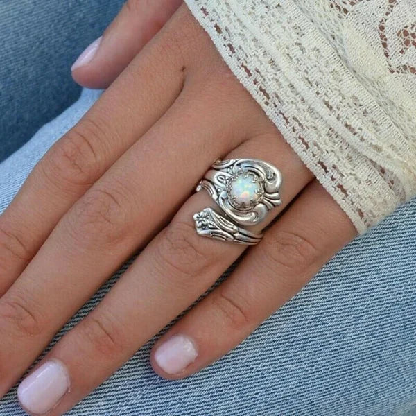 White Stone Adjustable Ring