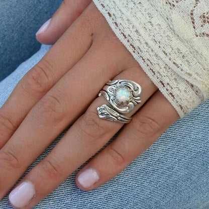 White Stone Adjustable Ring