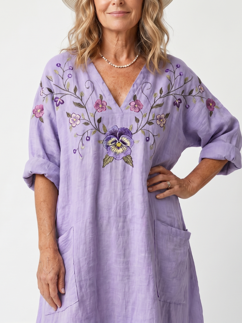 Tavi | Floral Embroidered Midi Dress