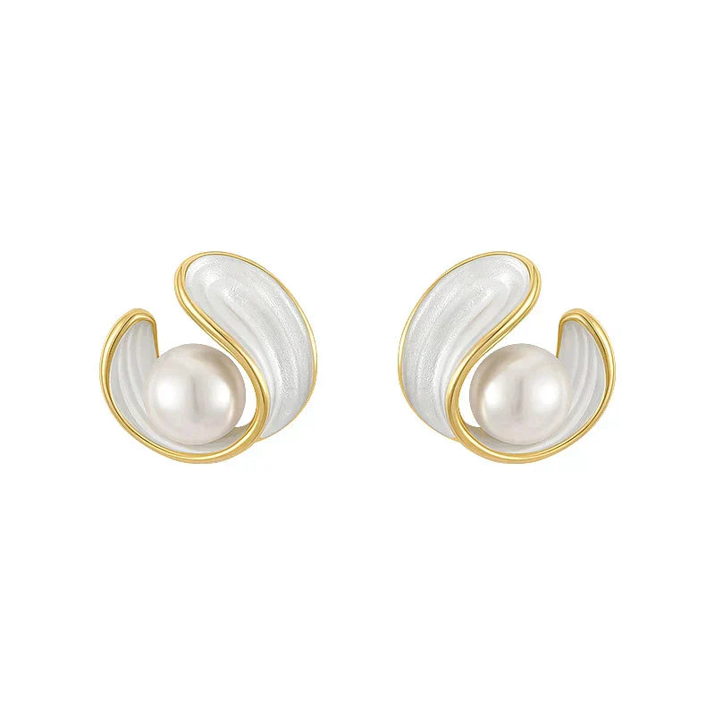 Pearl Swirl Stud Earrings