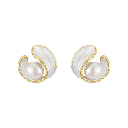 Pearl Swirl Stud Earrings