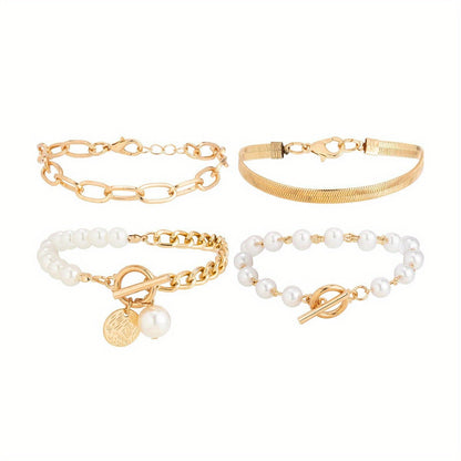 Golden Pearl Stack Bracelet