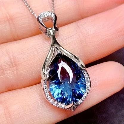 Sapphire Blue Teardrop Necklace