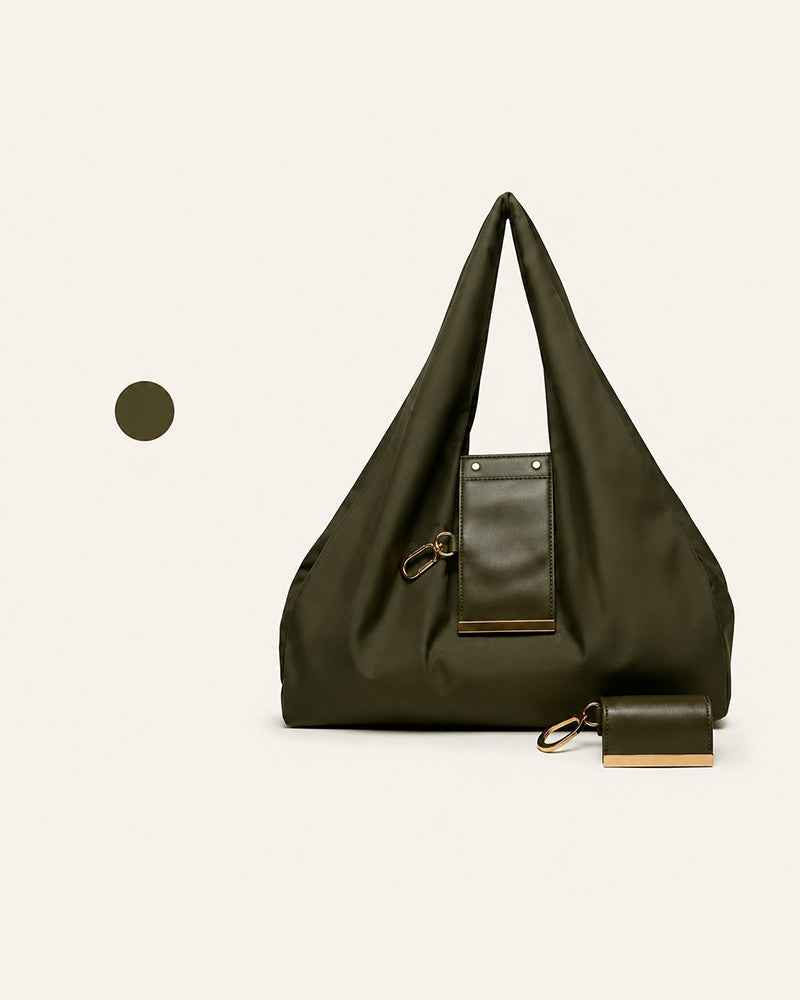 Varelli tote bag straps and shoulder carry detail