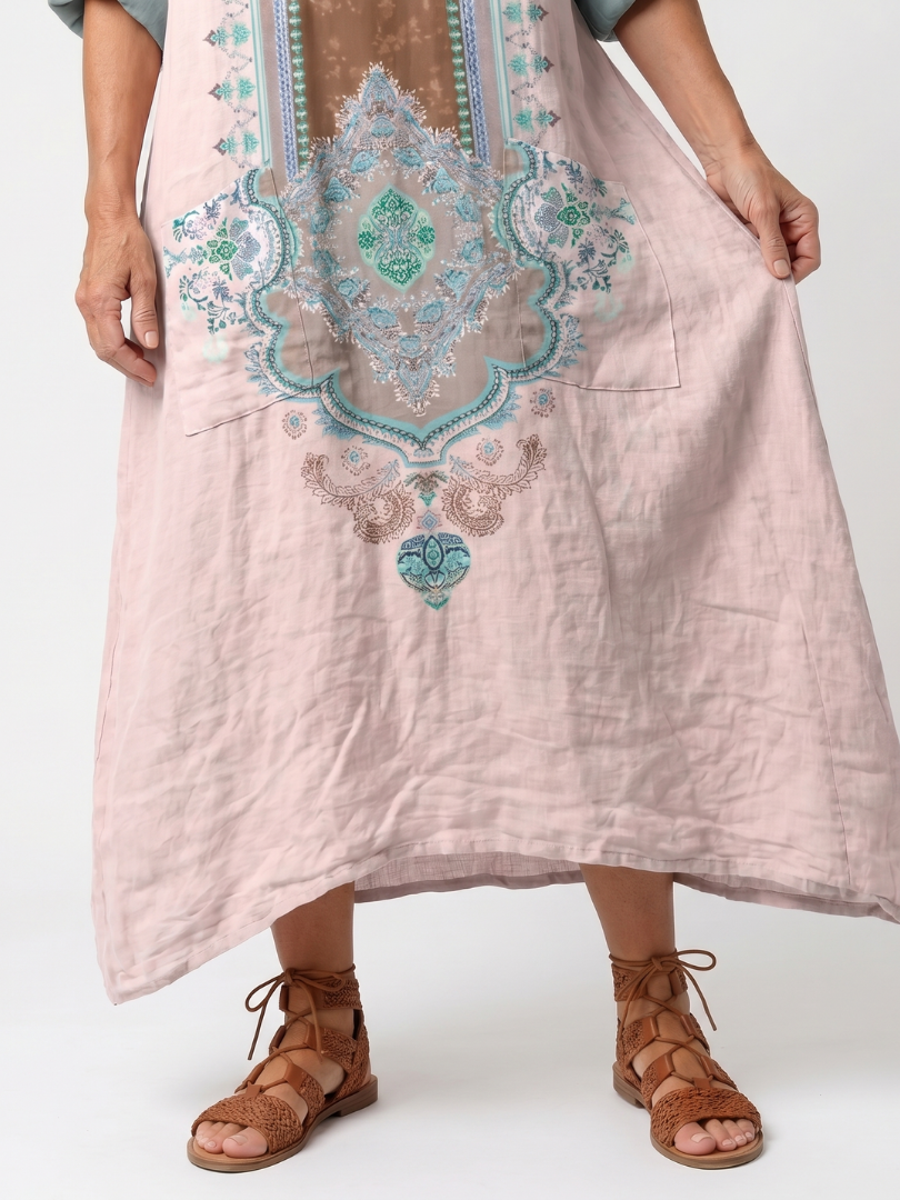Kenza | Embroidered Panel Midi Dress