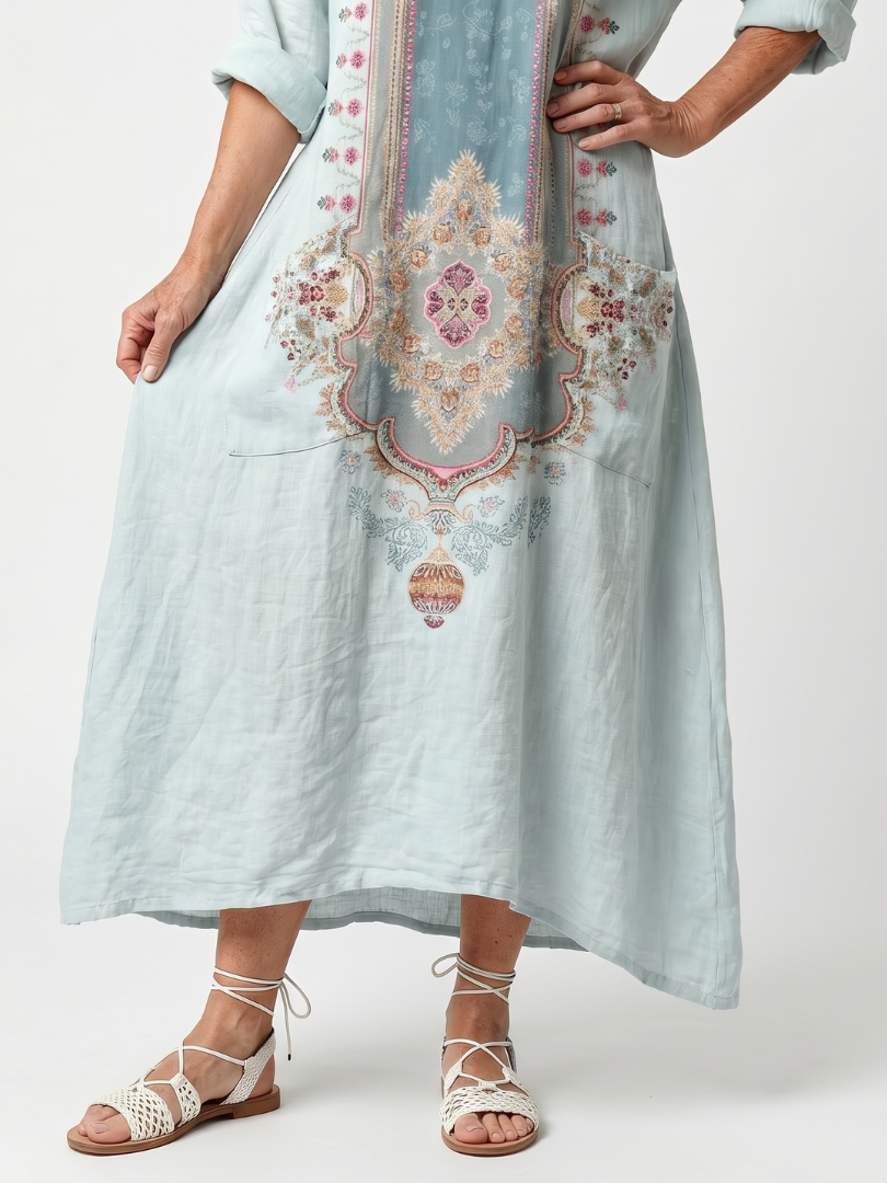 Kassiani | Embroidered Pocket Midi Dress
