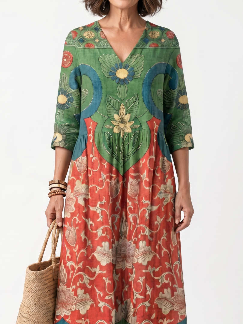 Sloane | Mixed Print Midi Dress