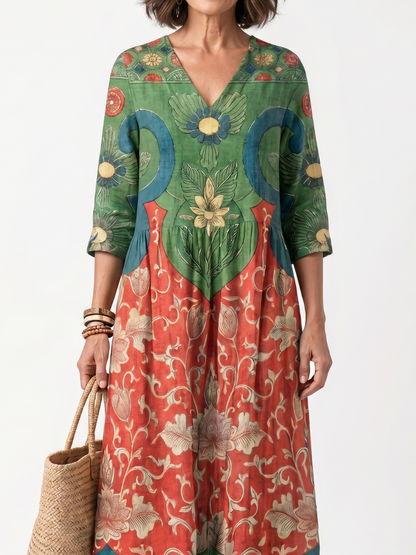 Sloane | Mixed Print Midi Dress