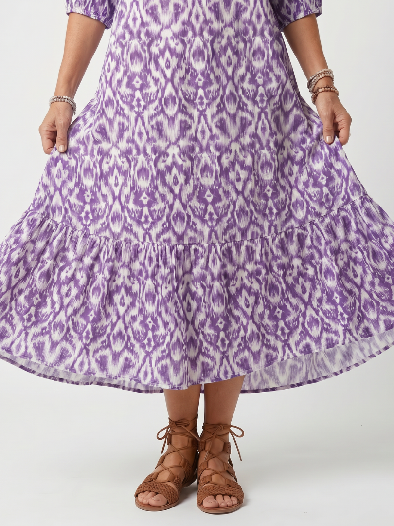 Penelope | Printed Tassel Midi Dress