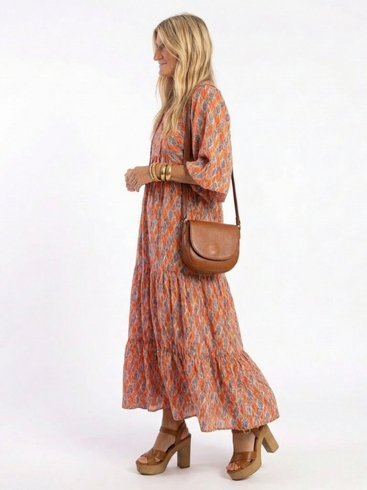 Amara | Geometric Tiered Midi Dress