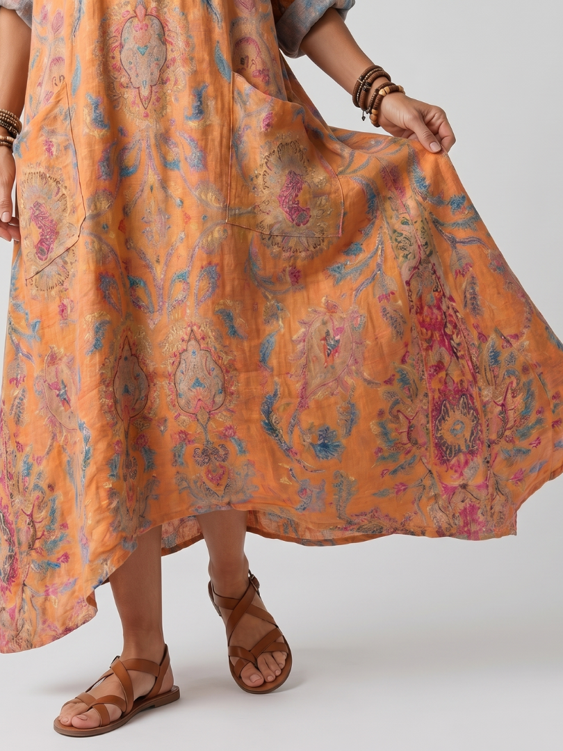 Remi | Printed Pocket Midi Dress