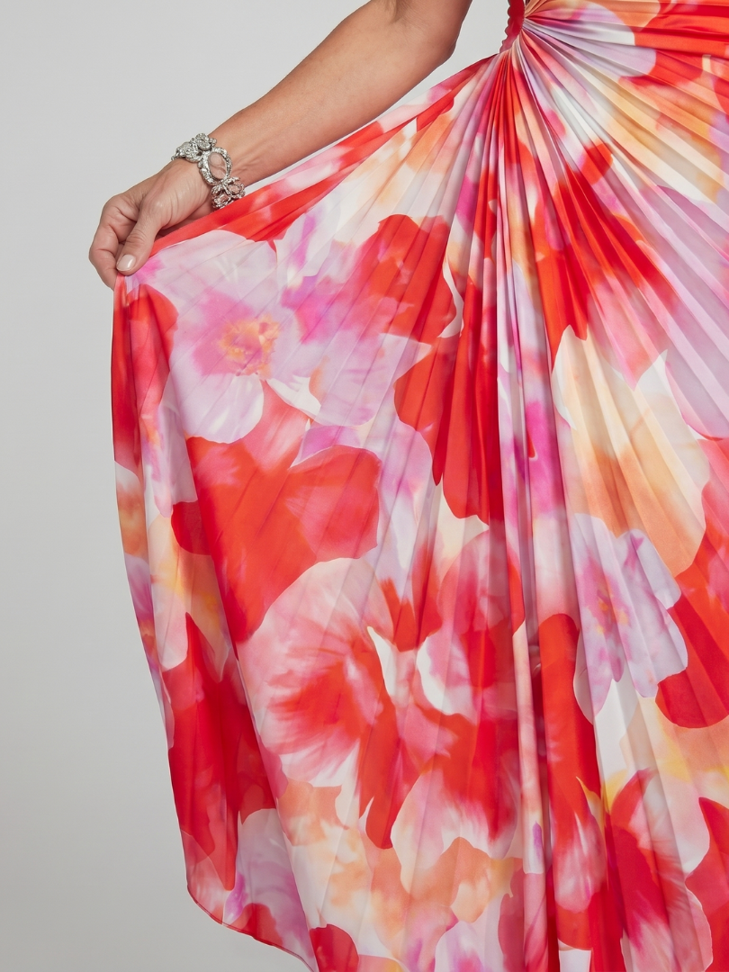Mirelle | One Shoulder Pleated Bodice Midi Dress