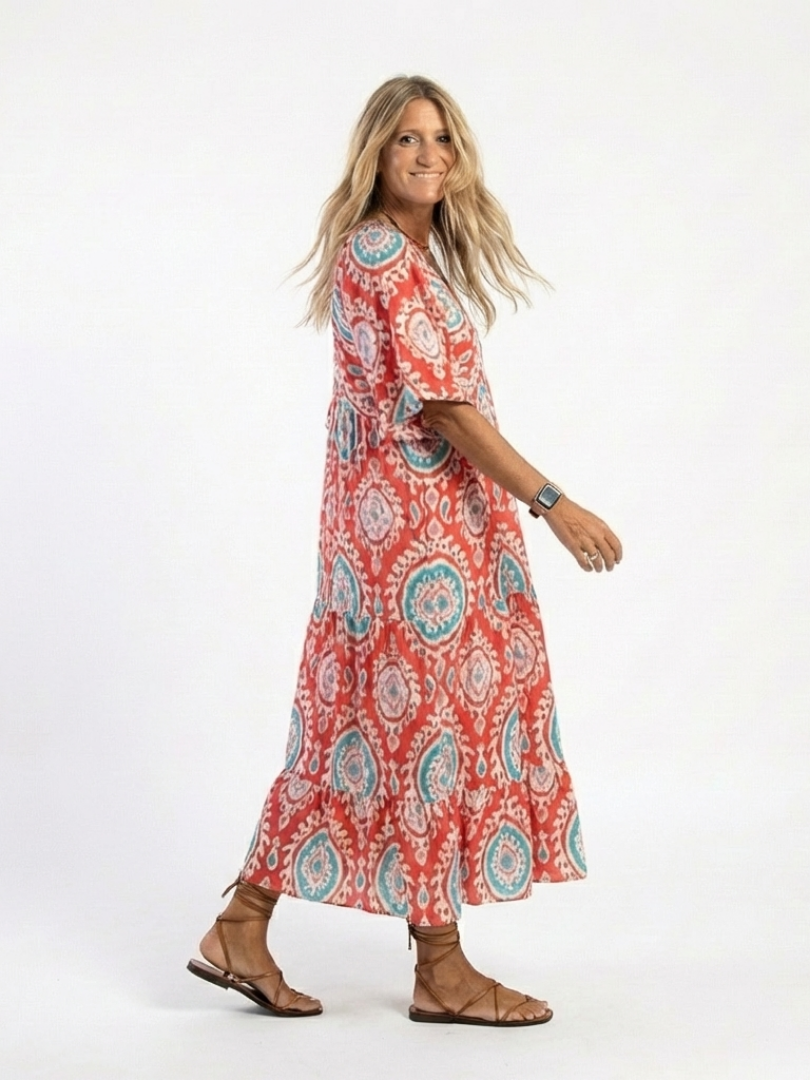 Zaria | Paisley V-Neck Midi Dress