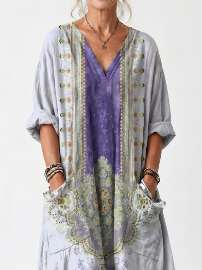 Raina | Contrast Panel Midi Dress
