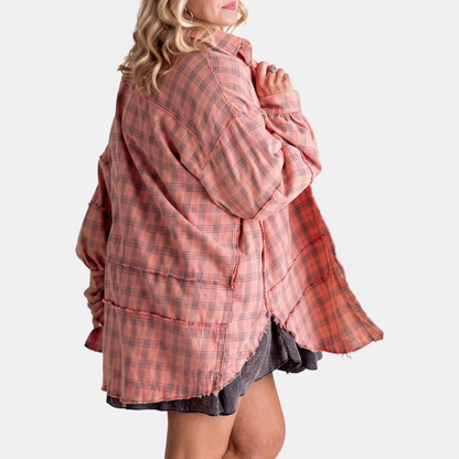 Marlowe | Oversized Raw Hem Flannel Shirt