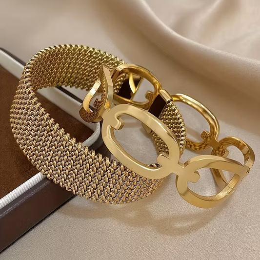 Golden Chain Bracelet Set