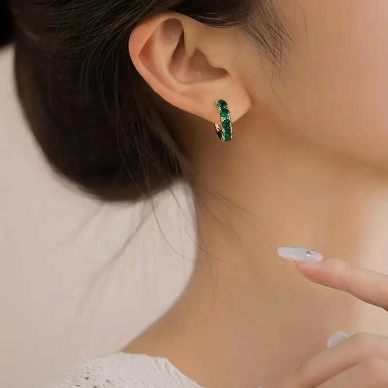 Emerald Glow Mini Hoops
