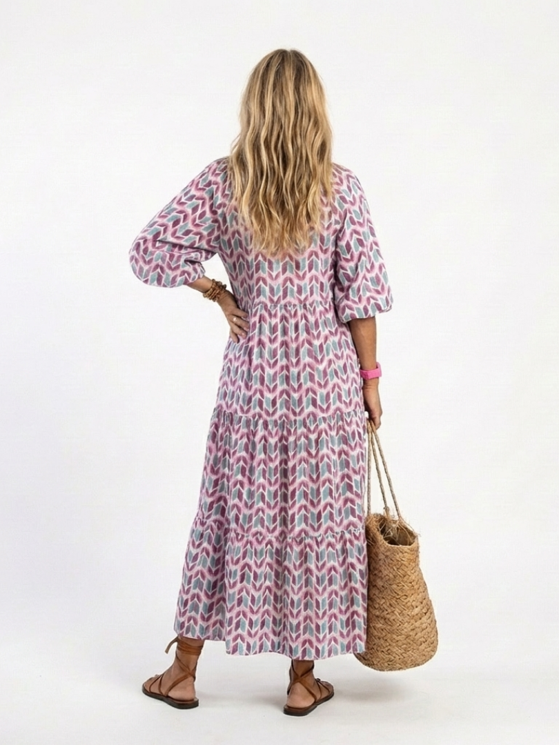 Mireya | Geometric Tiered Midi Dress