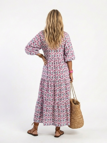 Mireya | Geometric Tiered Midi Dress
