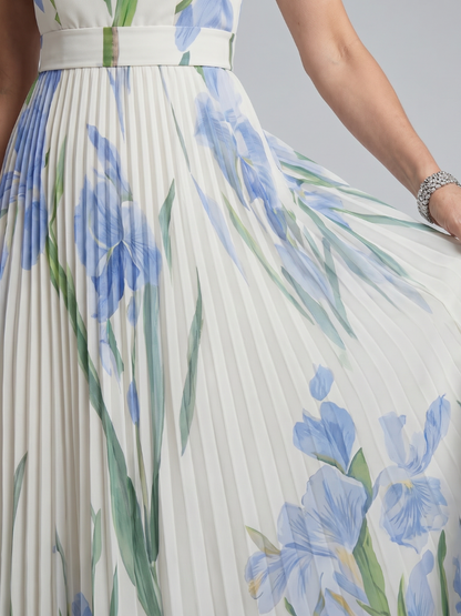 Felice | Sleeveless Square Neck Floral Print Midi Dress