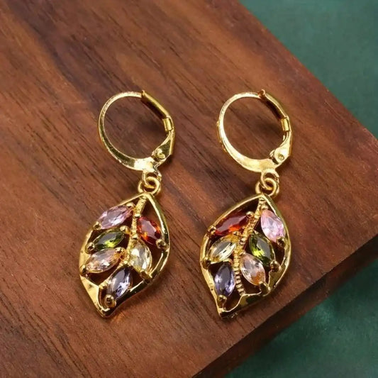 Vintage Leaf Colorful Earrings