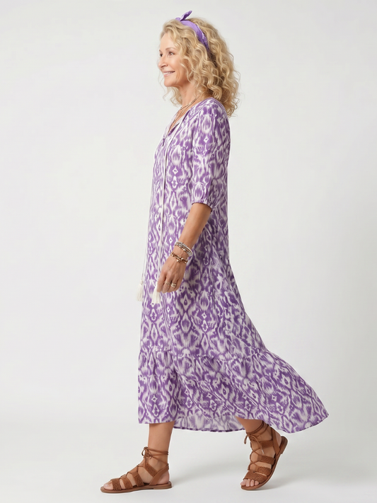 Penelope | Printed Tassel Midi Dress