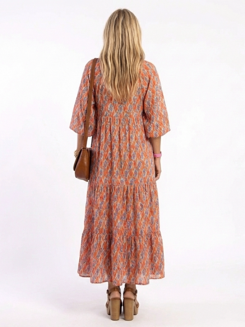Amara | Geometric Tiered Midi Dress