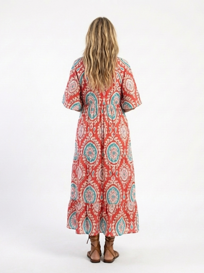 Zaria | Paisley V-Neck Midi Dress