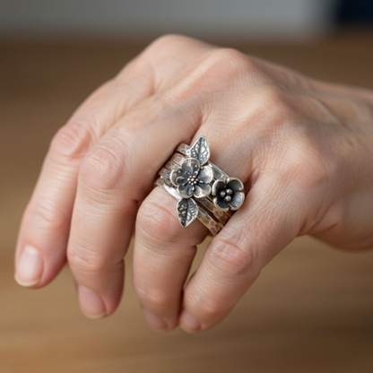 Silver Petal Layer Ring