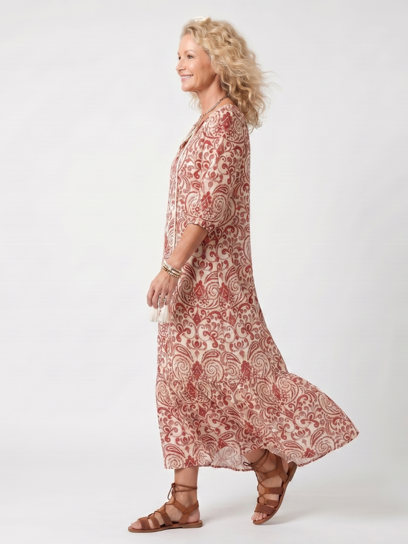 Noelle | Ornate Print Midi Dress