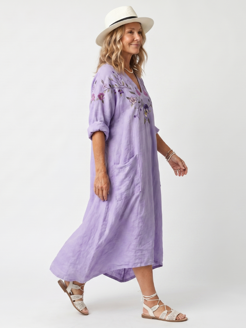 Tavi | Floral Embroidered Midi Dress